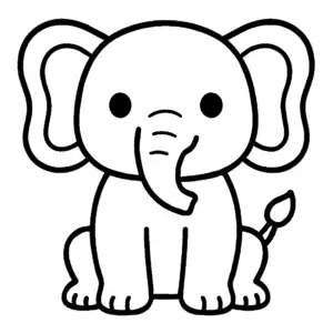 cute elephant coloring page with simple bold outline