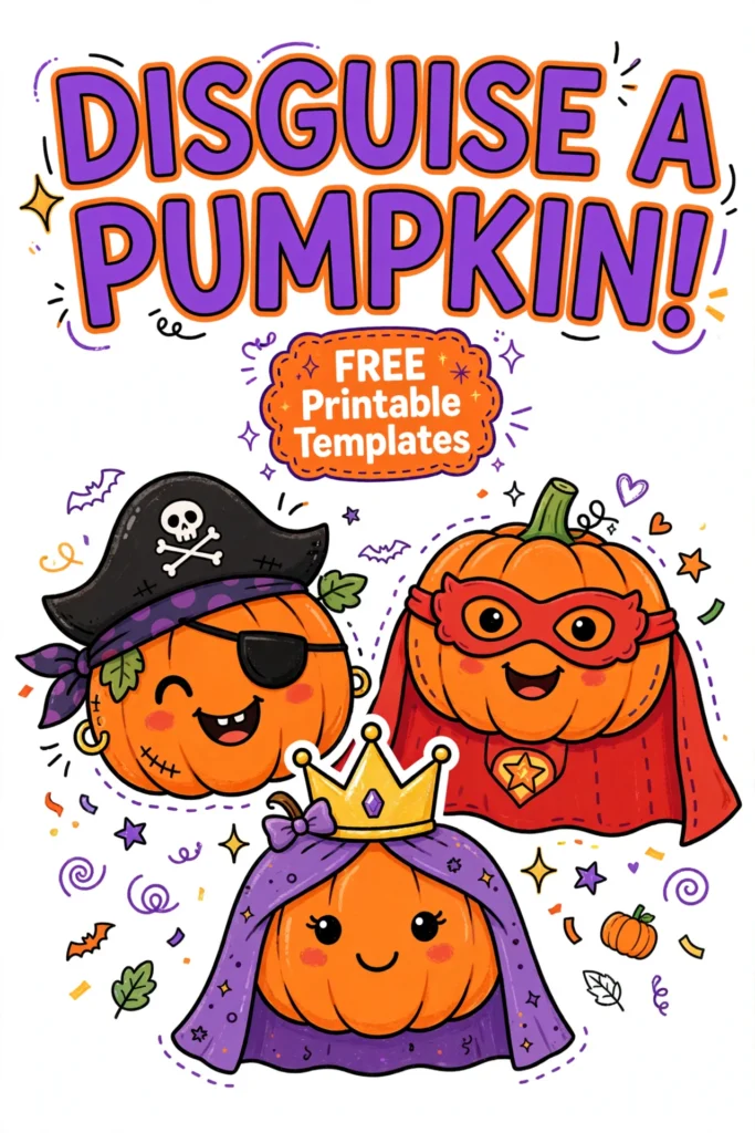 Free printable Disguise a Pumpkin templates - kids coloring and cut-and-paste craft