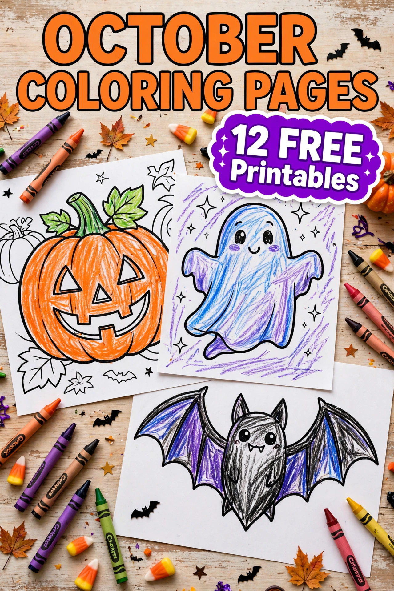 Free October coloring pages - 12 printable Halloween and fall designs for kids