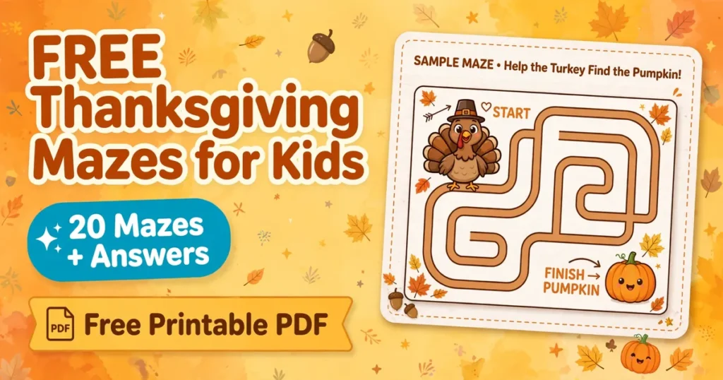 Free printable Thanksgiving mazes for kids