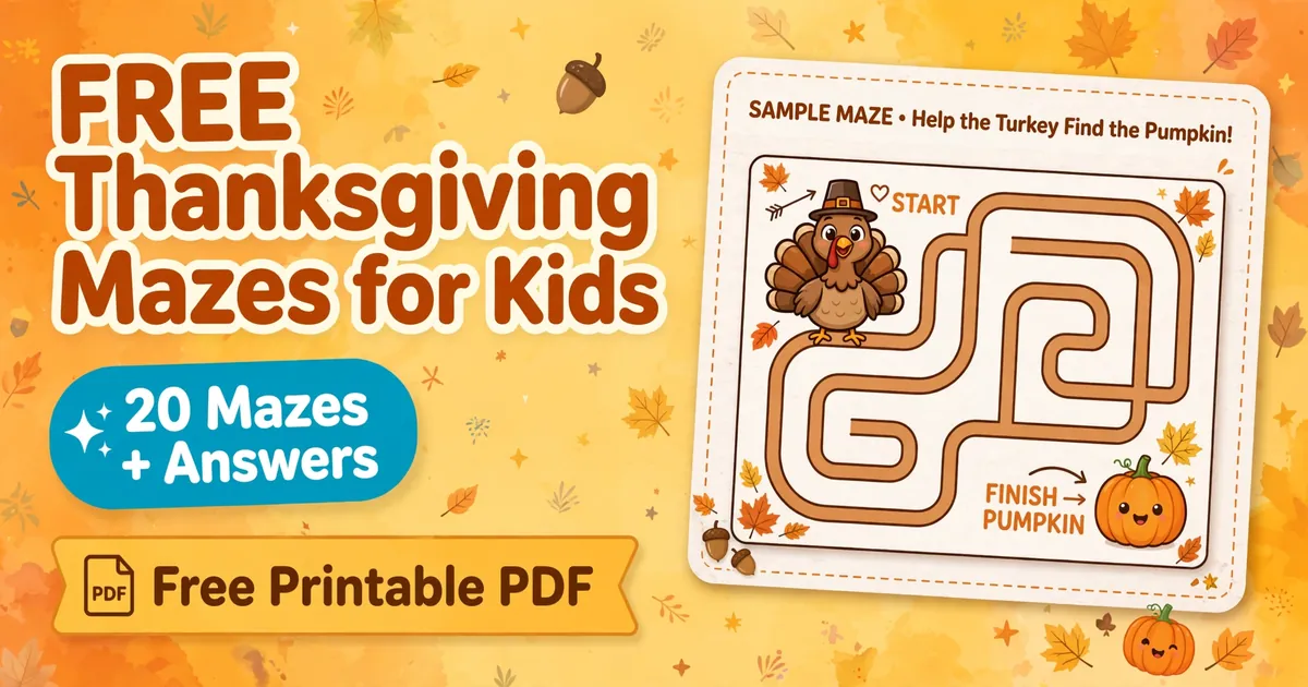 Free printable Thanksgiving mazes for kids