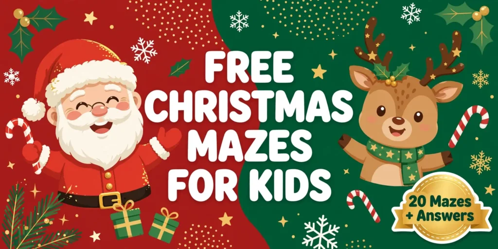 Free printable Christmas mazes for kids