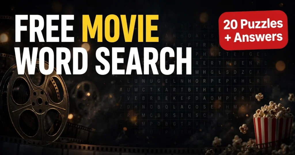 Free printable movie word search for teens and adults