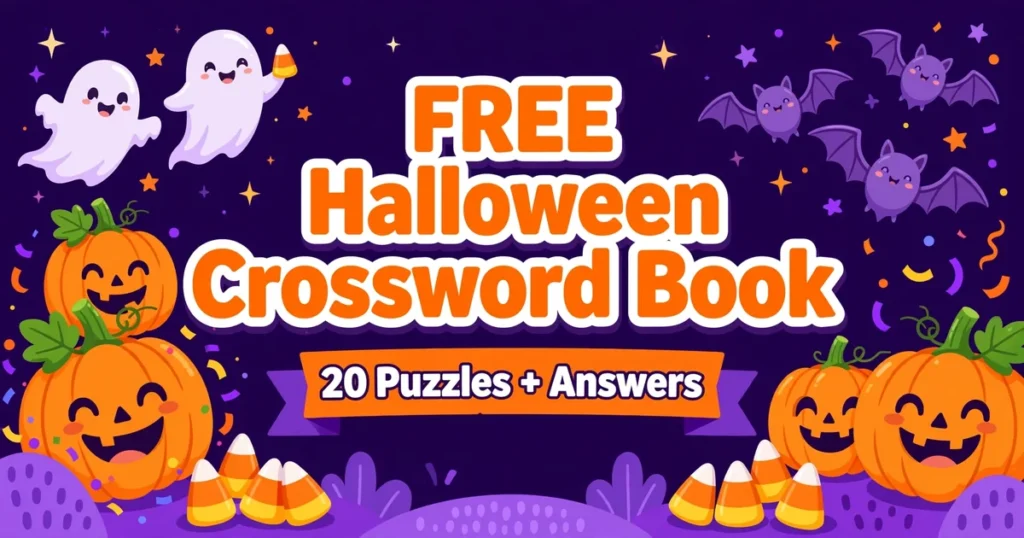 Free Halloween Crossword Book for kids — 20 printable Halloween crossword puzzles with answers