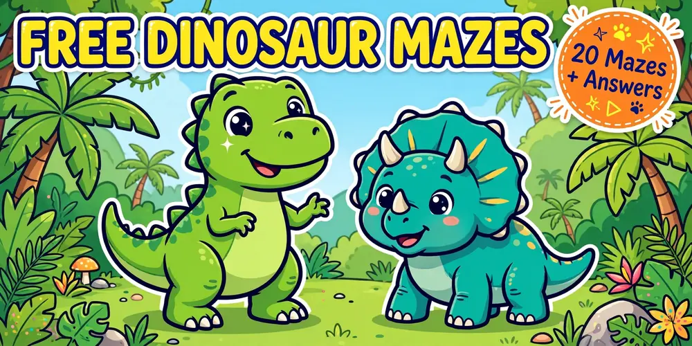 Free printable dinosaur mazes for kids
