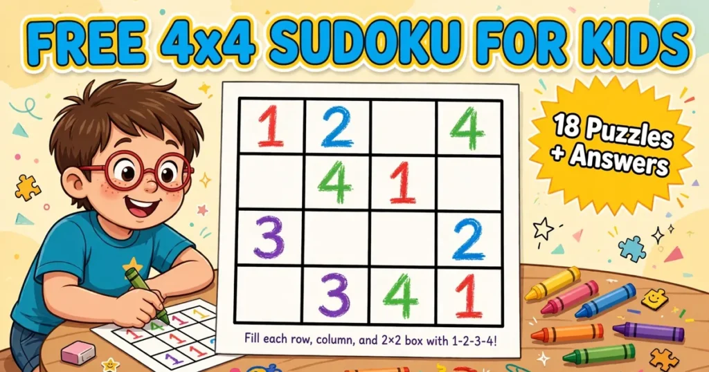 free printable 4x4 sudoku for kids