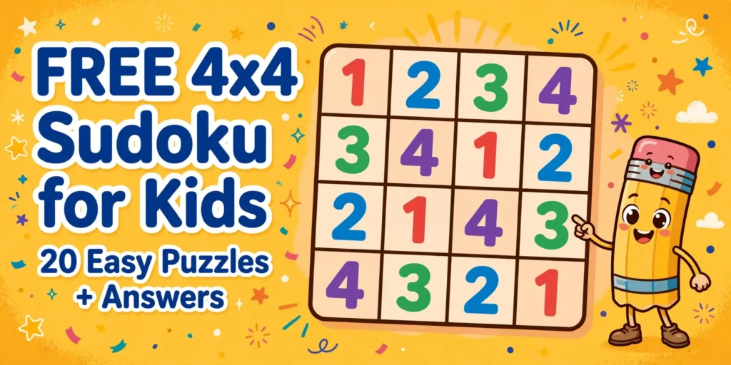 Free easy 4x4 sudoku puzzles for kids printable