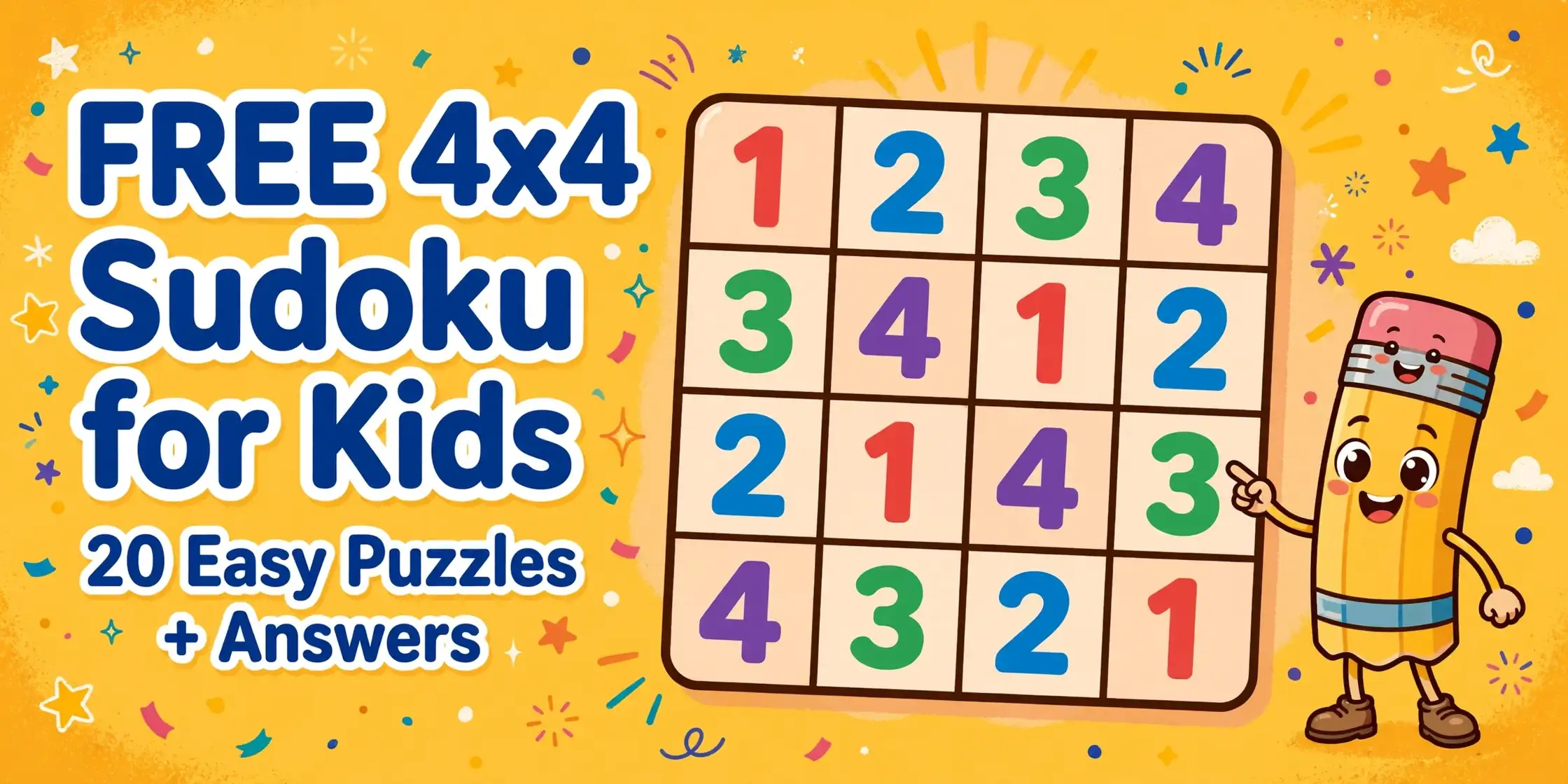 Free easy 4x4 sudoku puzzles for kids printable
