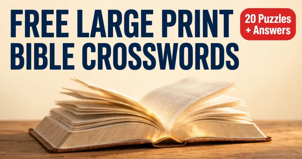 Free printable large print Bible crossword puzzles for seniors