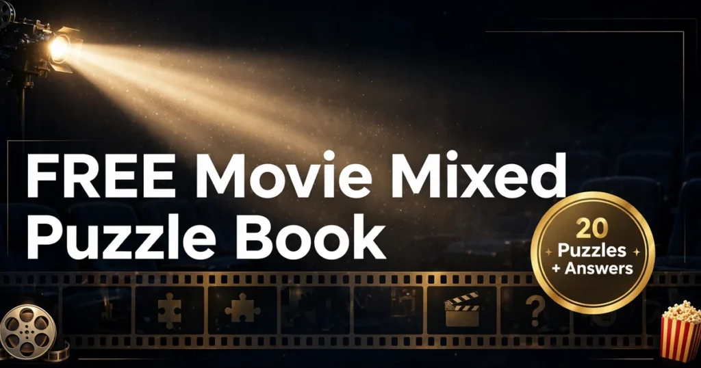 Free movie mixed puzzle book for adults printable