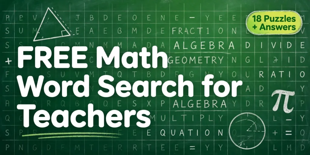 Free Math Word Search for Teachers