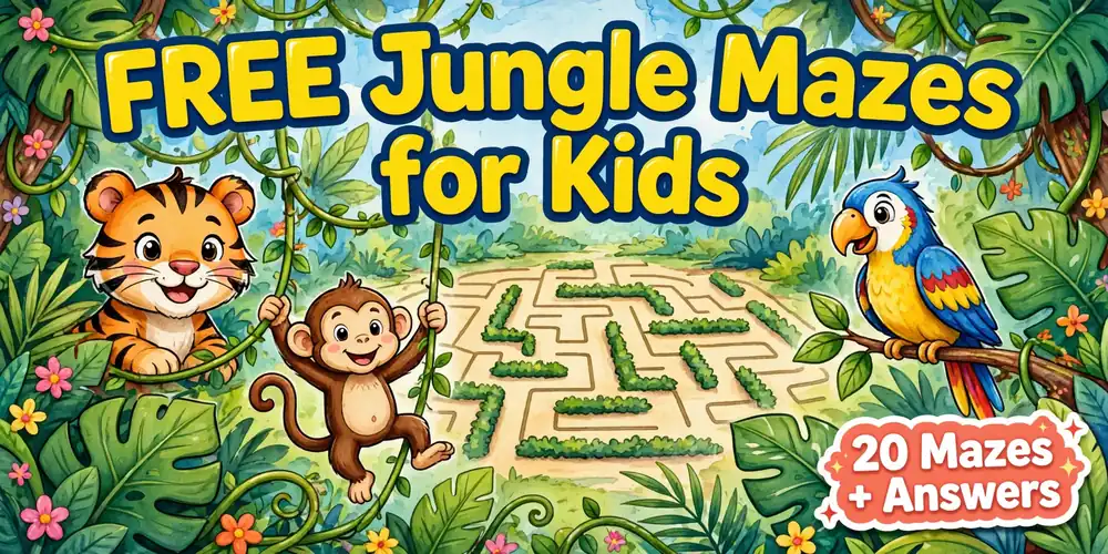 Free printable jungle mazes for kids