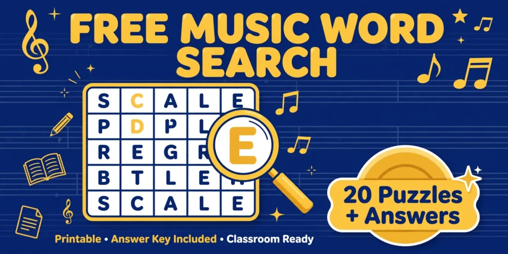 Free Music Word Search for Teachers