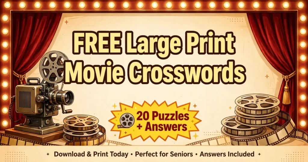 Free large print movie crossword puzzles for seniors