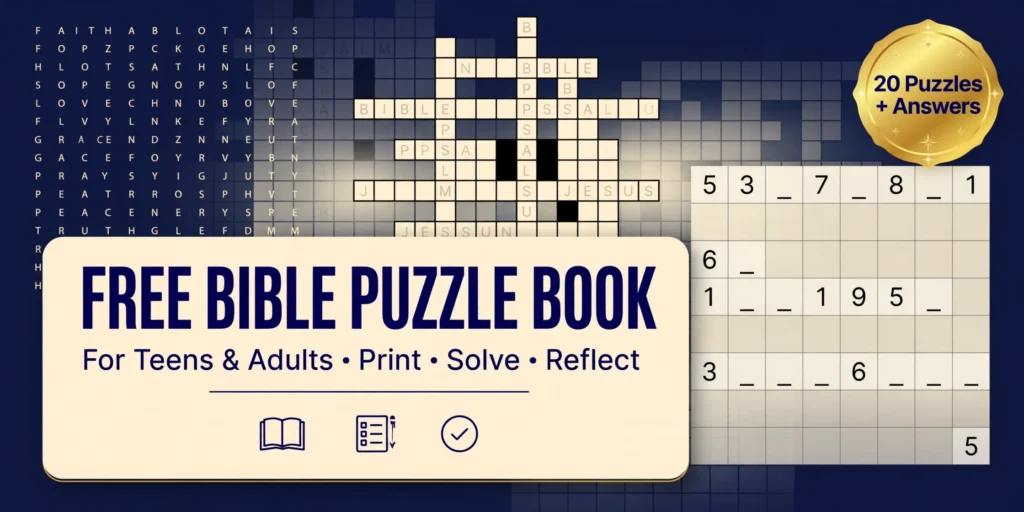 Free printable Bible mixed puzzle book for teens and adults