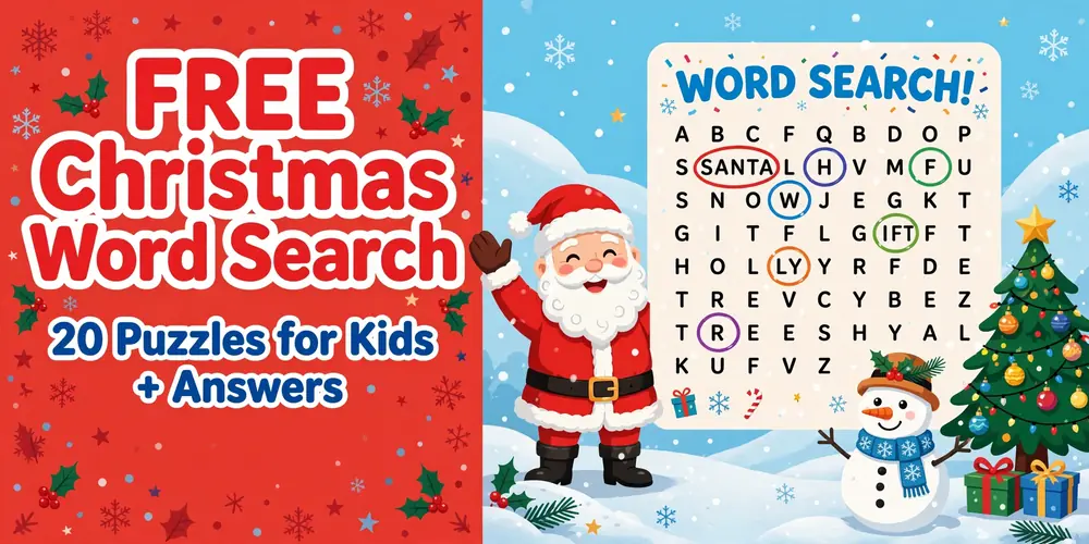 Free Christmas word search puzzles for kids printable