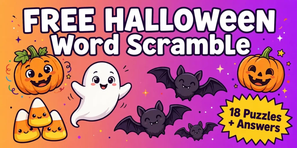 Free Printable Halloween Word Scramble for Kids
