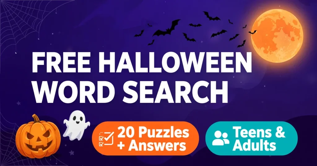 Free Printable Halloween Word Search for Teens and Adults