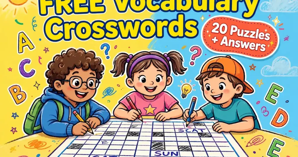 Free printable vocabulary crossword puzzles for kids