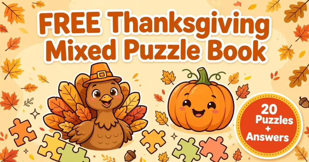 Free Printable Thanksgiving Mixed Puzzle Book for Kids