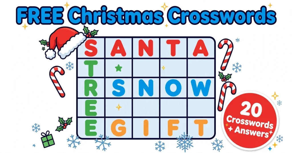 Free printable Christmas crossword puzzles for kids