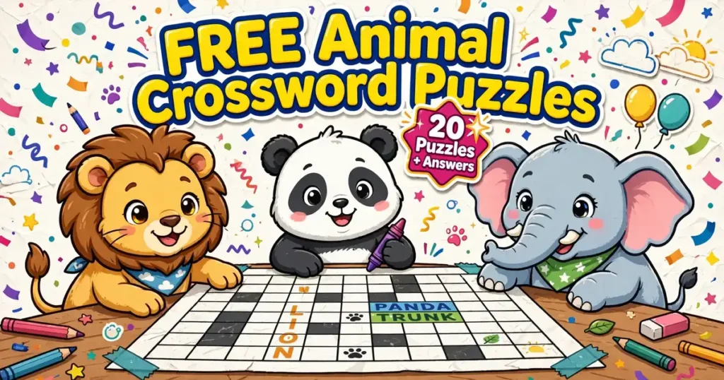 Free Printable Animal Crossword Puzzles for Kids