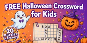 Free printable Halloween crossword puzzles for kids