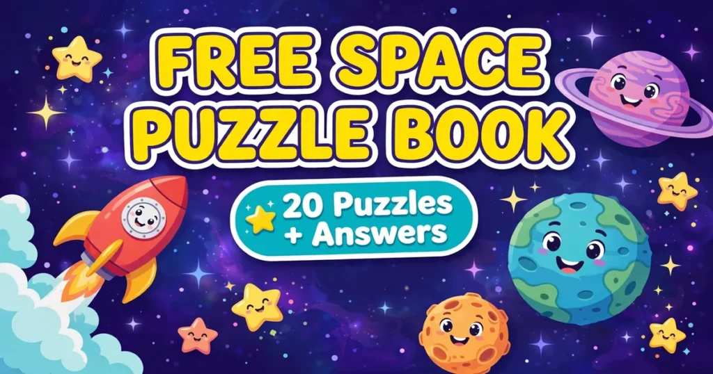 Free Printable Space Mixed Puzzle Book for Kids