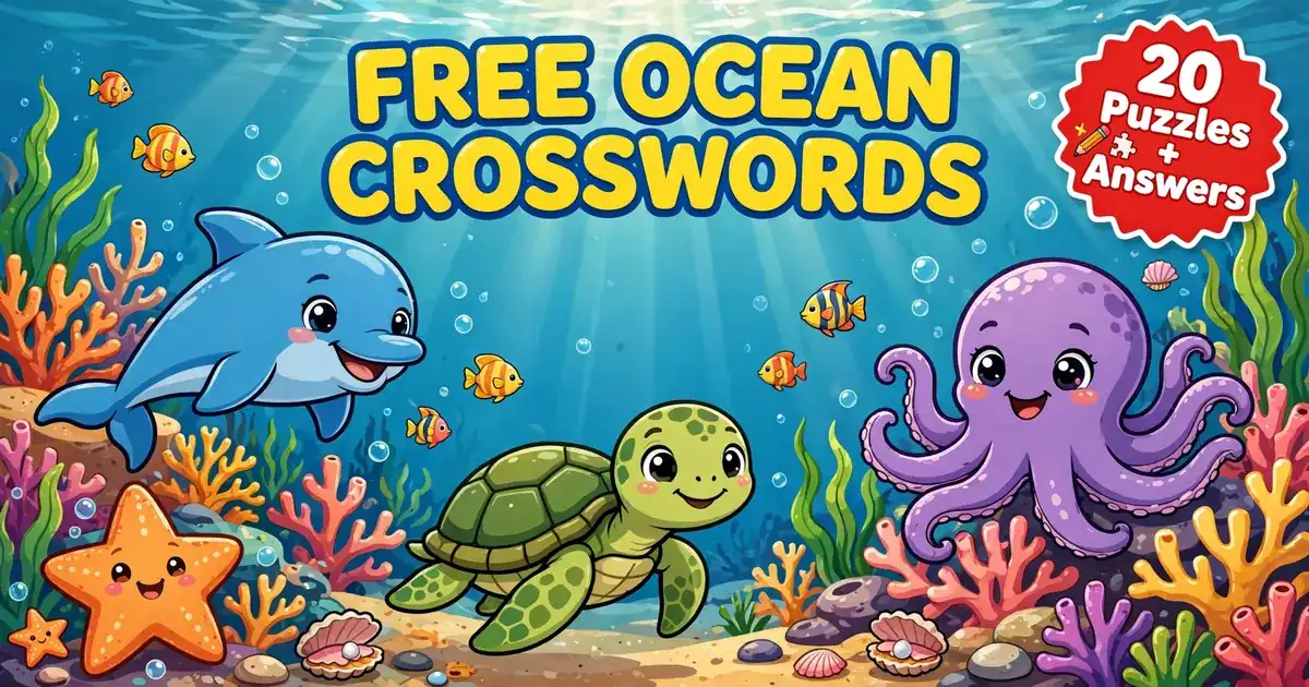 Free Printable Ocean Crossword Puzzles for Kids